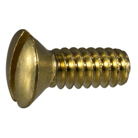 Midwest Fastener #10-24 x 1/2 in Slotted Oval Machine Screw, Plain Brass, 24 PK 61594